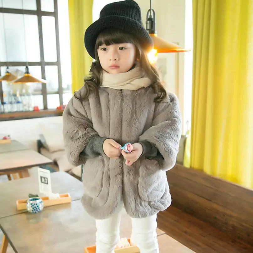 Winter Children Faux Fur Coat Imitation Fur Jacket Girls Thicker Warm long sleeve Baby Overcoat Modis kids clothes jacket Y2188