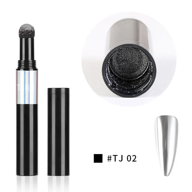 Nail Art Glitter Mirror Powder Air Cushion Magic Pen  Effect Chrome Pigment For Decorations UV Gel Polish Dust Nail Decor TJ-02
