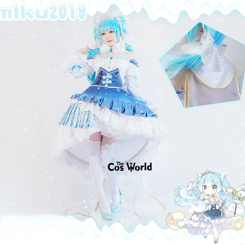 2019 Miku Prinzessin Schneekleid Uniform Outfits Anime Cosplay Kostüme 3