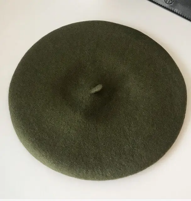 army green Зимняя женская Повседневная колпачок из шерсти новая кашемировая вязаная шапка для девочек - Цвет: army green