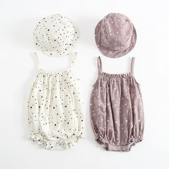 

New 2020 Baby Girls Clothing Fashion Lapel Short Sleeves Rompers Summer Stars Printing Infant Clothes