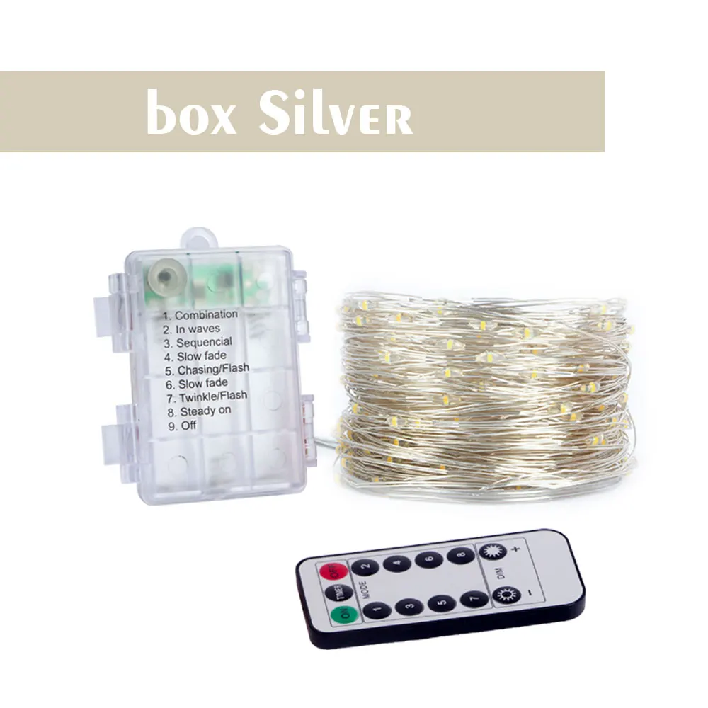 thumbnail image 1 of Guirnalda de luces LED de Navidad con control remoto y batería USB, alambre de cobre, para decoración de bodas y fiestas, 10 m, 20 m, 1 of 5
