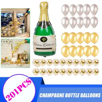 

201pcs/Set Champagne Bottle Cup Confetti Latex Balloon Christmas New Year Bridal Baby Shower Birthday Wedding Party Decoration
