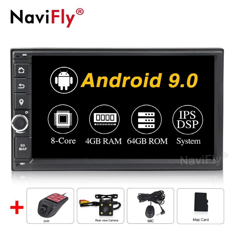 NaviFly Android 9,0 2din универсальный автомобильный gps мультимедийный плеер для NISSAN KIA Toyota Автомобильная Аудиомагнитола - Цвет: PX5