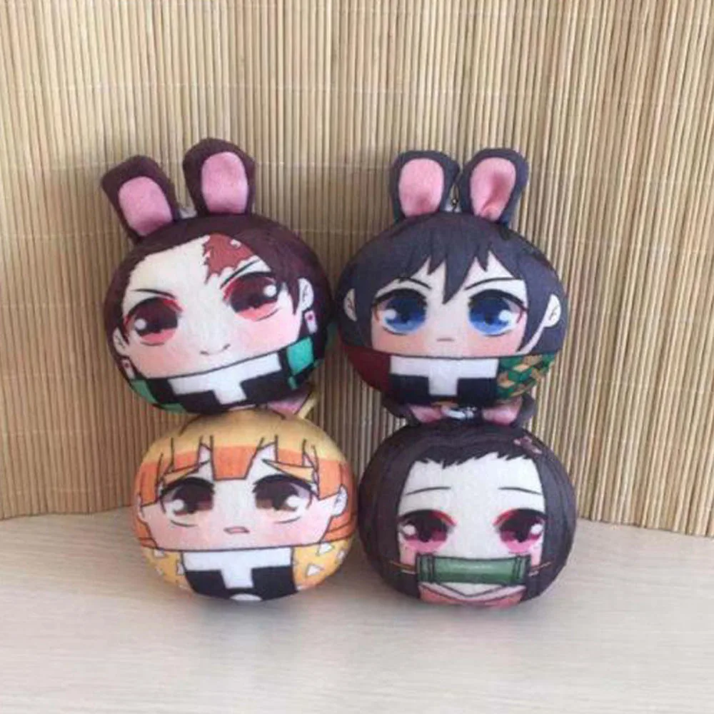 Новинка, 20 шт., Demon Slayer Kimetsu no Yaiba Kamado Nezuko Tanjirou Hashibira Inosuke, 4 дюйма, 10 см, брелок-Плюшевая Кукла, подвеска - Цвет: Mix up