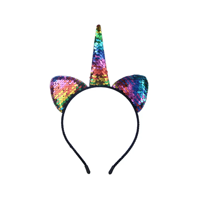 Модная повязка на голову с блестками и рогом в виде единорога Детская одежда
