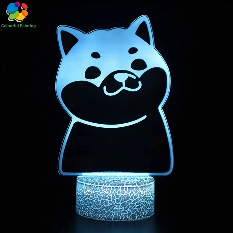 Remote Control Animal Whale Giraffe Pig 3D Light LED Crack Base Illusion Night 7 Colors Lamp 3AA Battery USB Gift 1 | Лампы и