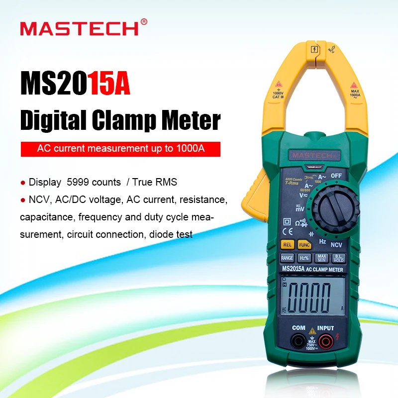Цифровой Мультиметр MASTECH MS2015A Автоматический диапазон переменный ток 1000A