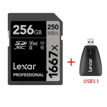 Lexar 1667x cartão sd ler 250 mb/s 64gb 128gb 256gb sdxc UHS-II u3 cartão de memória flash para 3d 4k câmera digital original navio livre