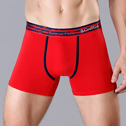 B1 Red Трусы мужские боксеры хлопок Calvin мужское нижнее белье подарок мужчине трусы-боксеры для мужчин Man Underwear бамбук семейники боксерки Cotton свободные Long Boxers насадки на член насадка набор парные члены секса - Цвет: B1 Red