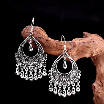 

direct sales of Thai silver pure handmade earrings S925 pure silver jewelry women's exaggerated Tassel Earrings