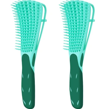 

2 Pcs Detangling Brush for Curly Hair, Hair-Detangler for Textured 3A to 4C Kinky Wavy/Curly/Wet/Dry/Oil Hair-Green