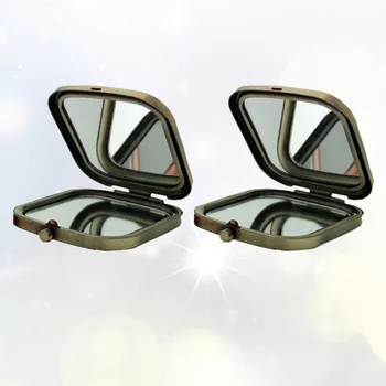 

2pcs Upgrade Square Double-sided Foldable Makeup Mirrors Portable Compact Size Foldable Pocket Mirror (Solid Square Bronze)