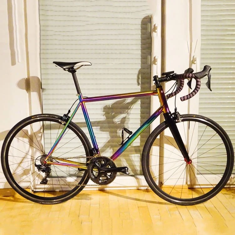 anodized titanium bike frame