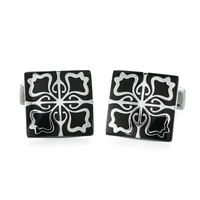 High quality French shirt cufflinks Black Red White Enamel Cuff Links Men's tie clip Cuff Links Jewelry gifts for successful men 6