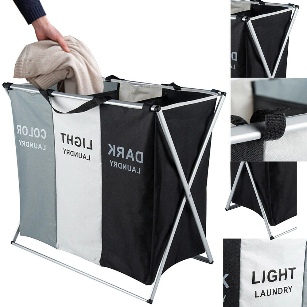Laundry Hamper Foldable Laundry Basket with 3 or 2 Section Large Dirty Clothes Sorter clothes basket