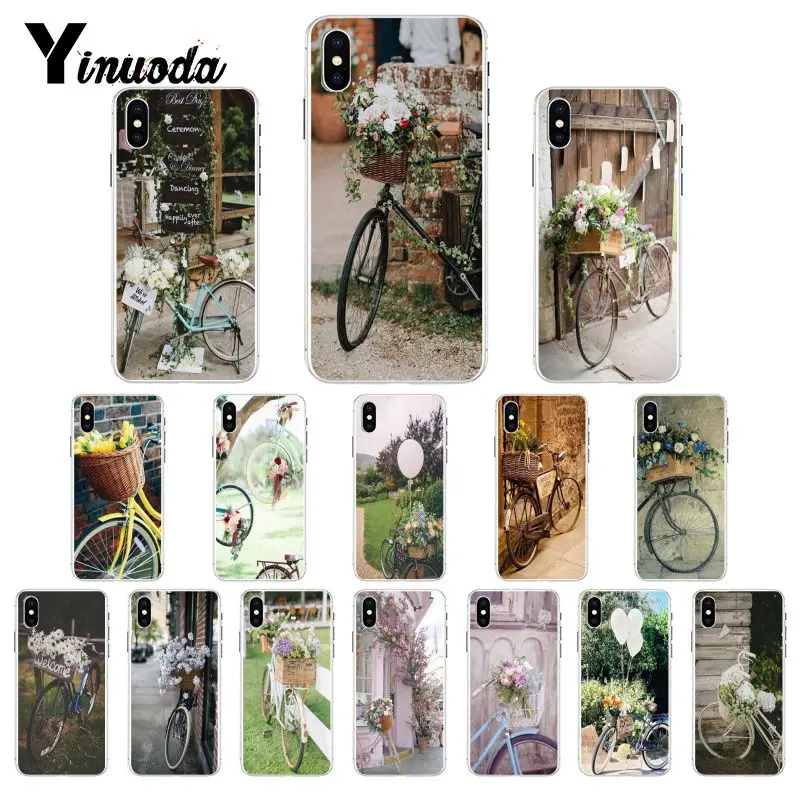 Yinuoda Fresh bicycle flowers TPU Soft Silicone Phone Case for iPhone 6S 7 7plus 8 8Plus X Xs MAX 5 5S XR 11 Pro Max | Мобильные