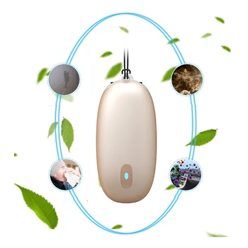 

2Pcs Rose Gold Mini Portable Air Purifier Personal Wearable Air Freshner Necklace Hanging Ionizer Negative Ion Low Noise