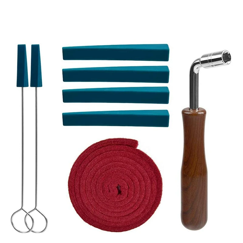 

Piano Tuner Kit,8 Piece Piano Tuning Tool Include 1 L Shape Piano Tuning Hammer Wrench 1x Red Temperament Strip 4x Mutes Handles
