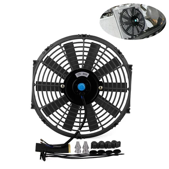 

New Replacement Universal Cooling Fan Durable Slim Electric Engine Push Pull Water Tank Easy Installed Mount Kit Car Radiator