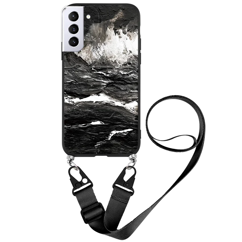 silicone case samsung For Samsung Galaxy S22 Plus Ultra 5G Flower Lanyard Necklace Chain Cord Cases For Samsung Galaxy S22 Plus Strap Rope Fundas Bags samsung cute phone cover Cases For Samsung