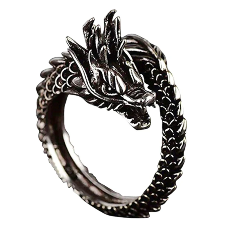 New Design Retro Adjustable Silver Dragon Ring For Men Women Personality Fashion Finger Opening Rings Dropshipping