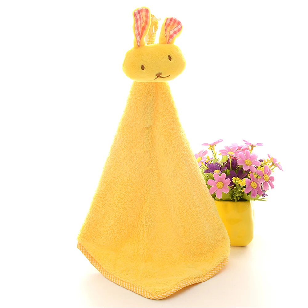 Yellow 34x30cm Полотенце для рук, Хлопковое полотенце для ванной, милые Мультяшные плюшевые микрофибры, Рождественская кухня, ванная комната, мягкие подвесные салфетки для детей - Цвет: Yellow 34x30cm