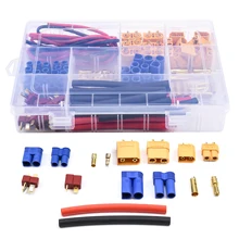 76 шт. T-Plug / XT60 / XT90 / EC3 /EC5 Штекерный и гнездовой Разъемы Адаптера, силиконовый провод и комплект термоусадочных трубок для радиоуправляемых ав...