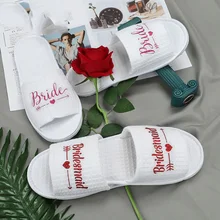 

1 Pair of Bridal Wedding Party Slippers Bride Bridesmaid Wedding Decoration Soft Slippers Ladies Bachelor Party Slippers