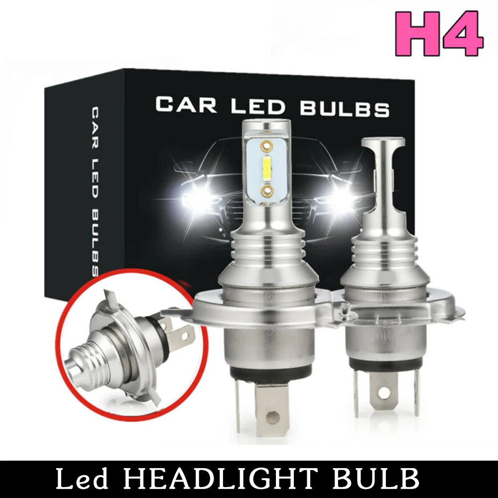 2 шт. H4 HB2 9003 12 V-24 V Автомобильный светодиодный головной светильник и противотуманных фар с возможностью креативного лампы накаливания Conversion Kit Высокое/ближнего света 6000K белый вождение автомобиля светильник