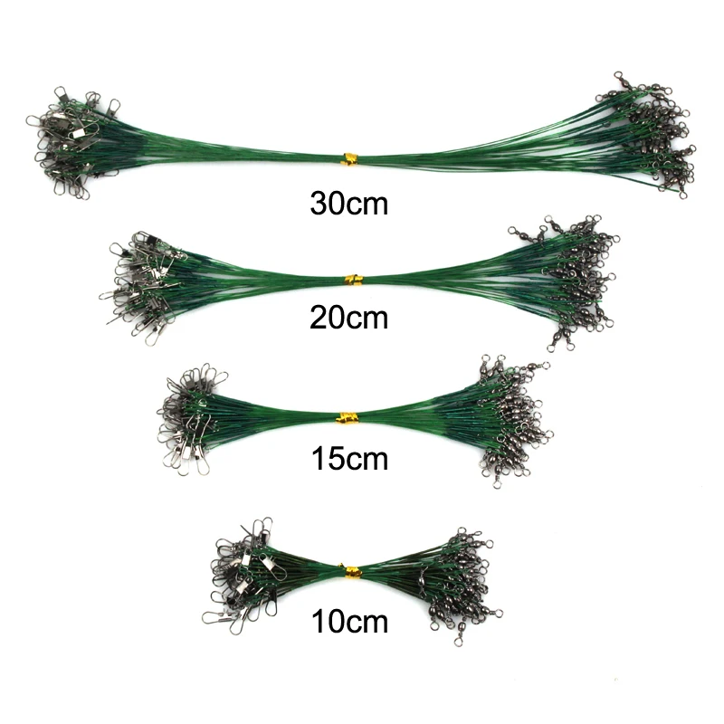 20 шт./лот рыболовные поводки из стальной проволоки с поворотной противоударной