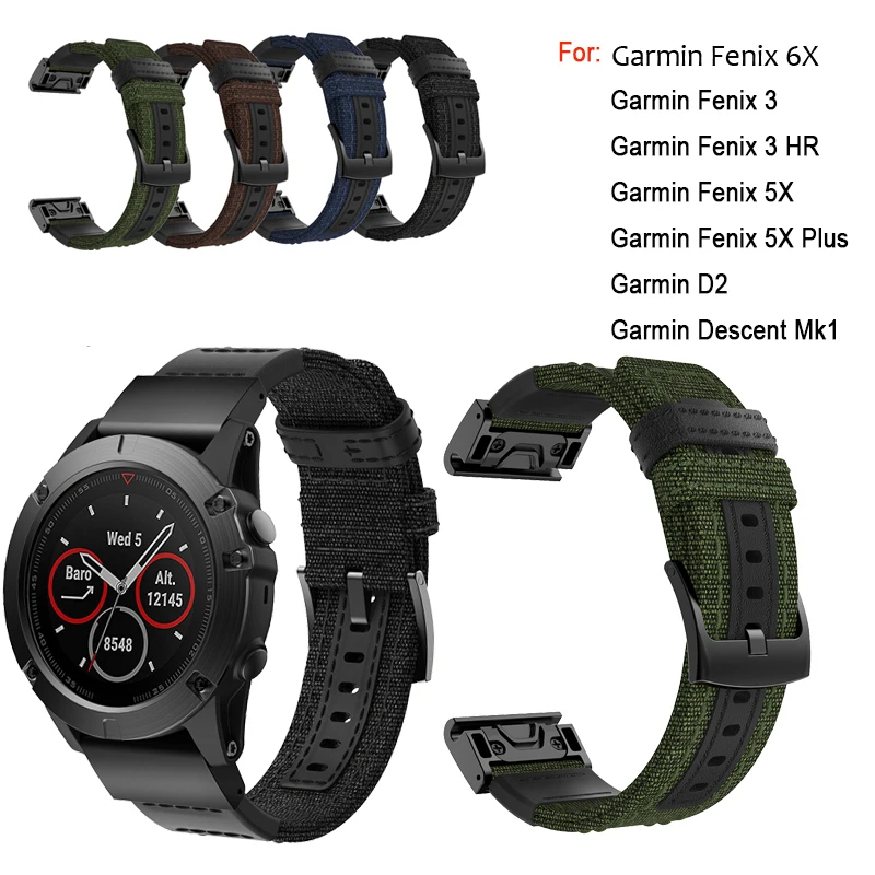 Нейлон Quick fit band для Garmin Fenix 6x 5x plus Смарт-часы запасной браслет ремешок 26 мм спортивный браслет для Fenix 3 3HR