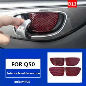 

1 Set of Car styling Carbon Fiber Sticker Inter Door Handle Sticker Bowl Frame Cover Sticker Trim For Infiniti Q50 Q60 2014-2019