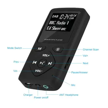

Mini Portable DAB/DAB indoor/outdoor Radio+ Pocket Digital Radio Receiver Bluetooth MP3 Player with headphones