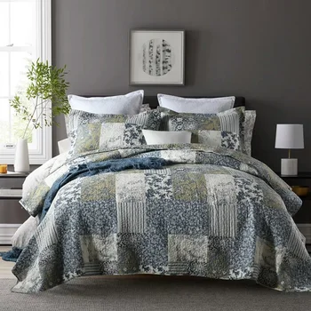 

CHAUSUB Printed Quilt Set and Pillow Shams 3-piece Bedspread Cotton Quilts Bed Cover Sheets King Queen Size Quilted Blanket