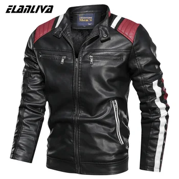 

2019 New design Leather Jacket Motorcycle PU Bomber Men Stand collar Autumn Slim fit Male Leather Jacket Coats PU Simple fashion