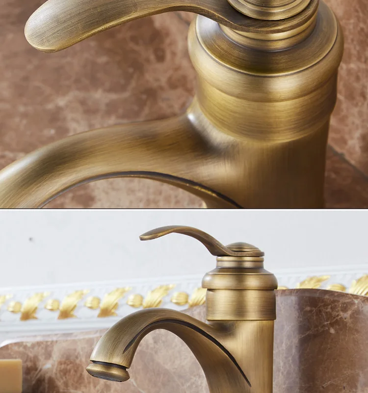 " античный медный кран Смесители для ванной комнаты кран раковина смеситель