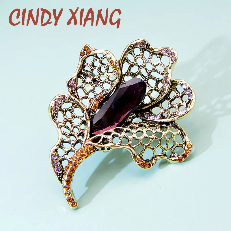 Женская Винтажная брошь CINDY XIANG элегантная большая в виде цветка 3 цвета|Броши| |