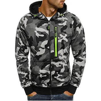 

ZNG Casual Men's sweatshirt Camouflage Zipper Pullover Long Sleeve Hooded Sweatshirt streetwear men's clothing Tops