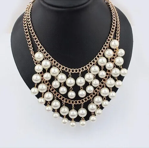 

Korean-style Necklace Europe And America Big Brand Elegant Star Double Layer Pearl Necklace