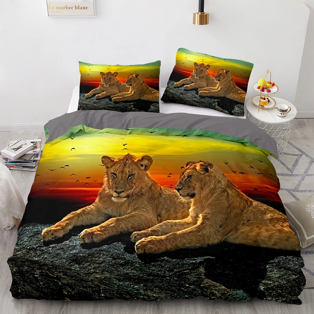 Beast lion Bedding Set Single Twin Full Queen King Size Animal Bed Set Aldult Kid Bedroom Duvetcover Sets 3D Print 037 crib bedding sets Bedding Sets