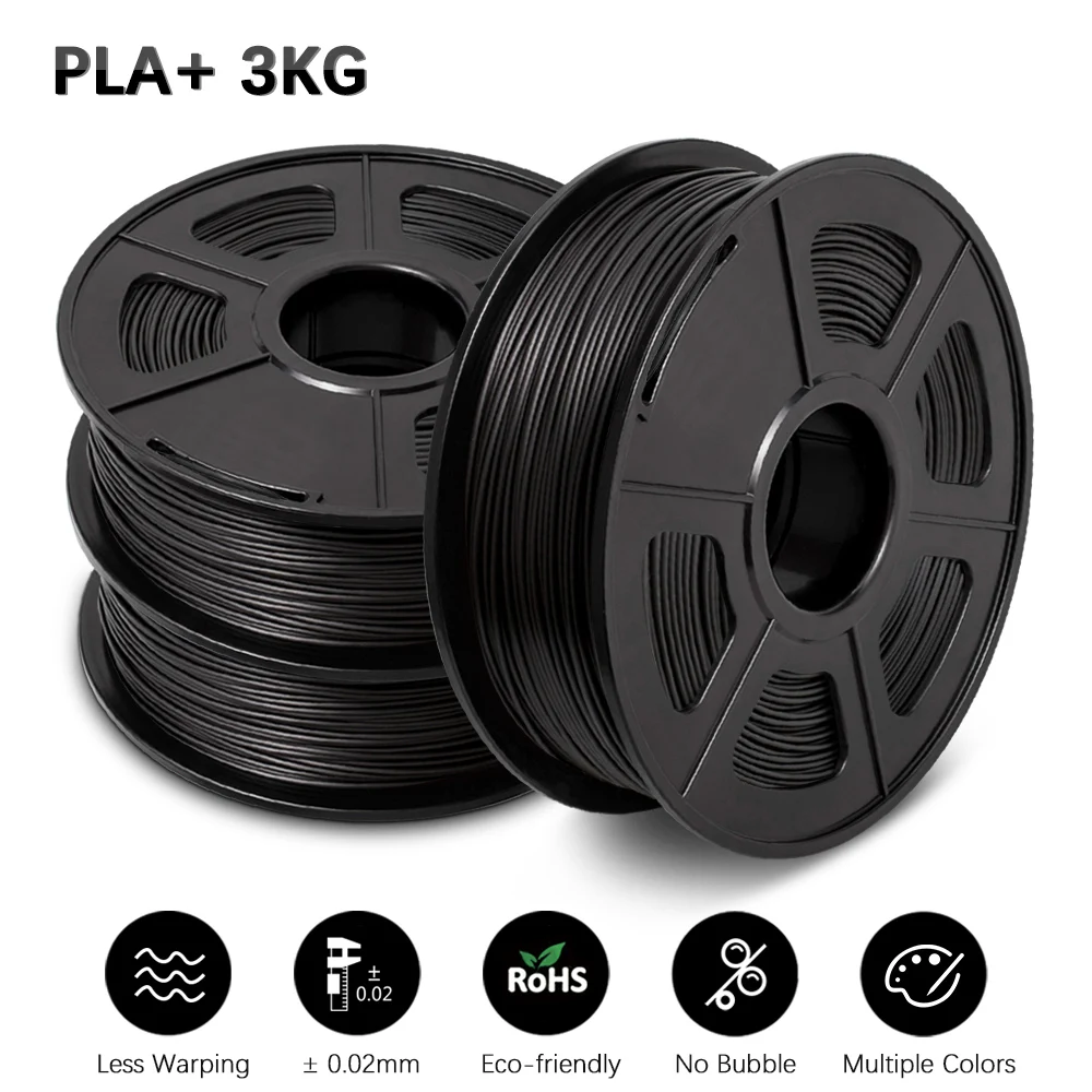 GOHIGH 3 Rolls PLA PLUS Filament 3D Printer Filament 1.75MM Pollution-free Material for 3D Printer 