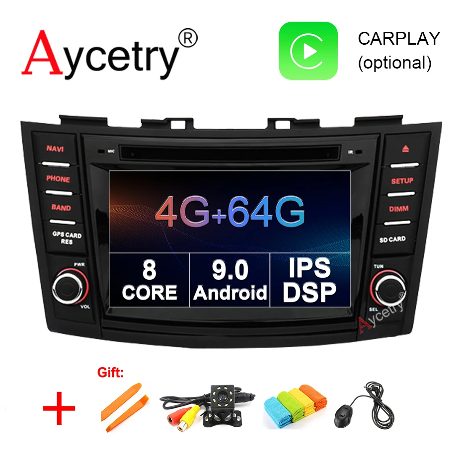 

4G+64G 8 CORE Car dvd multimedia player 2 din android 9.0 gps navigation audio For suzuki swift 2005-2018 car radio stereo obd2