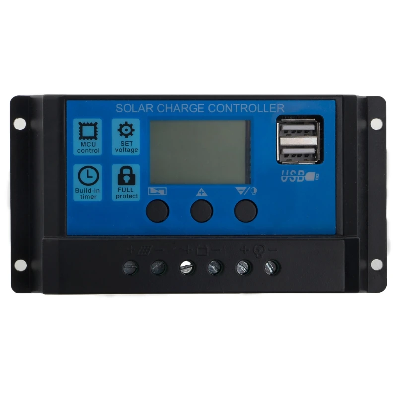 

PWM 10/20/30A Dual USB Solar Panel Battery Regulator Charge Controller 12/24V LCD Solar Controllers Drop Ship