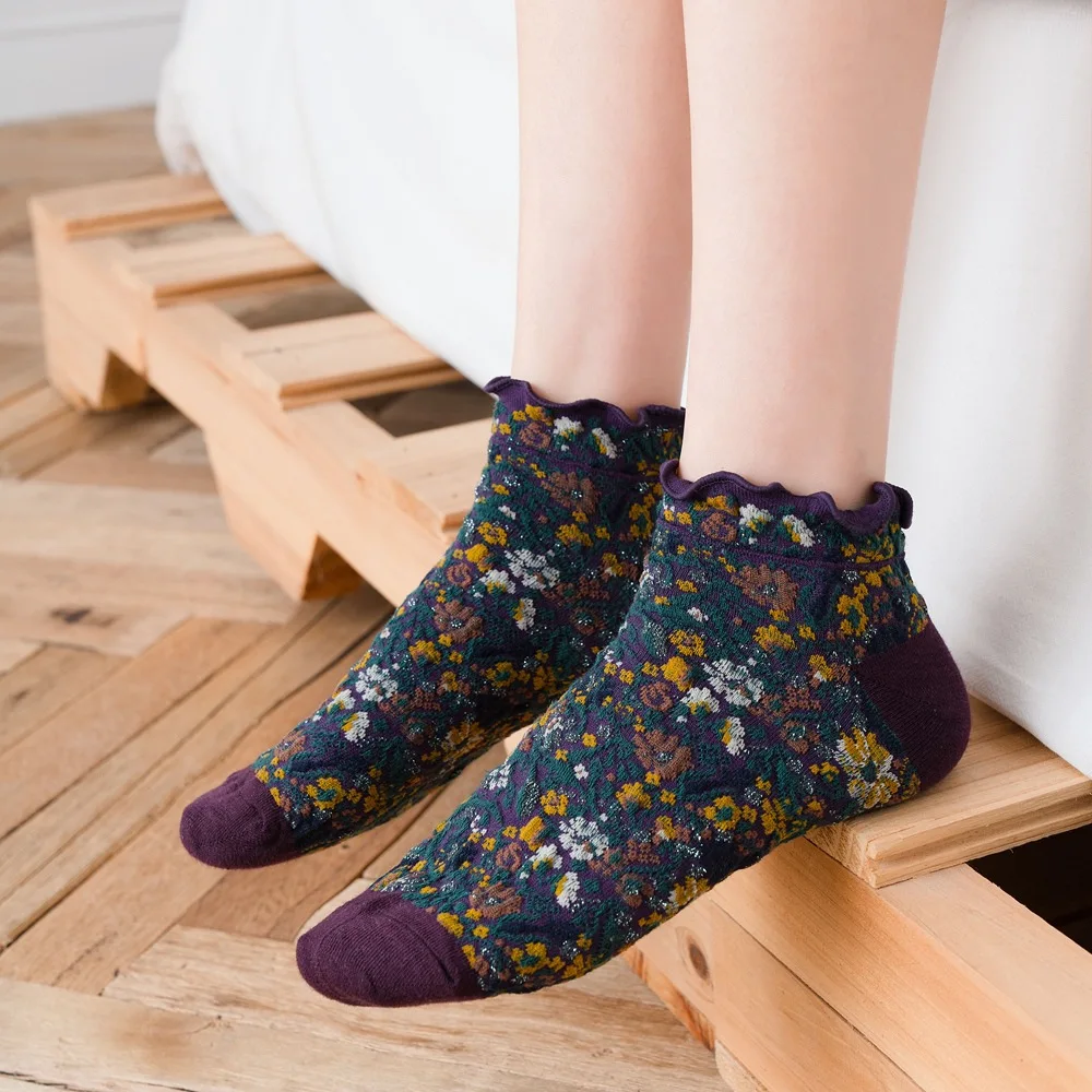 

5 Pairs Print Cotton Women Floral Socks Fashion Japanese Retro Streetwear Long Socks for Women Vintage Autumn Winter Cute Socks