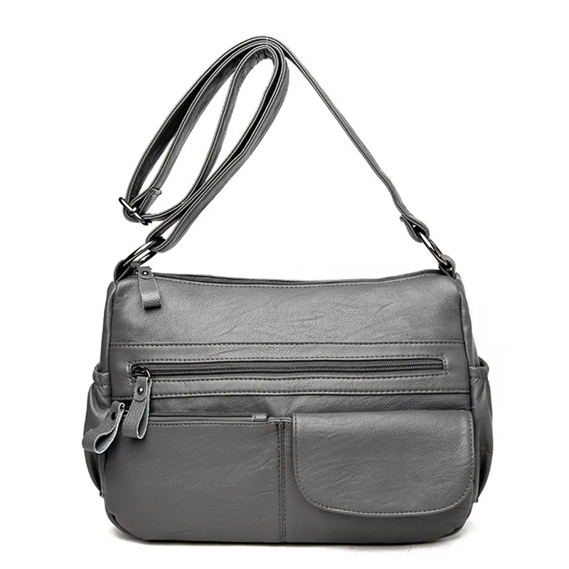 Женские сумки через плечо, дизайнерские сумки высокого качества, женские кожаные сумки через плечо - Цвет: GRAY