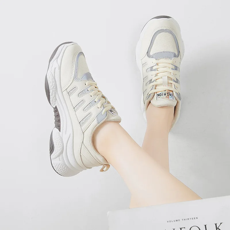 

Peak Dragon Dad Shoes Women's INS Sports White Shoes New Style Versatile Students Korean-style Breathable Fashion Single Shoes S