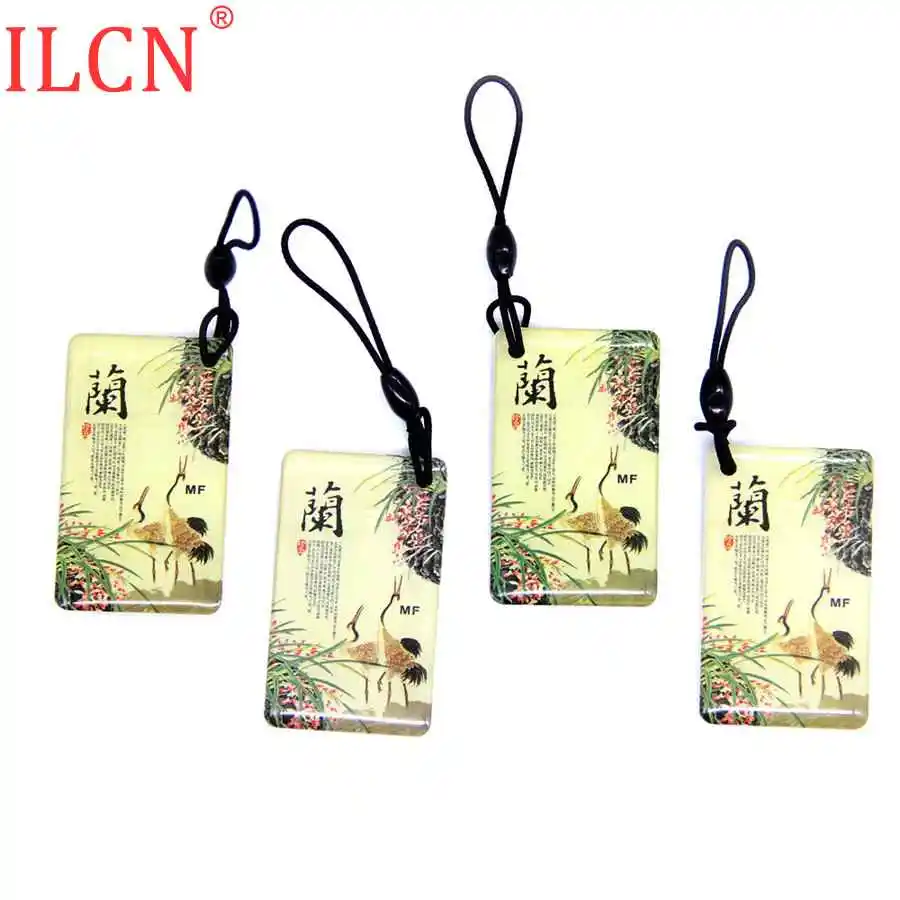 4pcs Random Color UID S50 1K 13,56 Mhz перезаписываемый брелок с рисунком орхидеи сменный NFC тег контроля доступа жетон RFID брелок IC копия 1 шт - Цвет: 4pcs Random Color