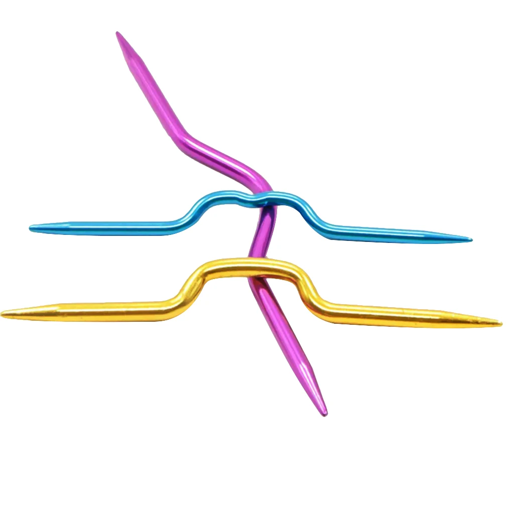 3 Pack Aluminum Yarn Stitch Holders Cable Knitting Needles for Knitting Notion, 3 Colors, Sizes 90mm 100mm 120mm