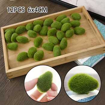 

30pcs Artificial Moss Stones Grass Green Plant Home Garden Decor Landscape Elegant And Atmospheric
